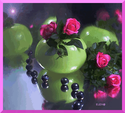 Красивая авторская анимационная картинка цветы Розовые розы 3d-эффект от Елена Буянова