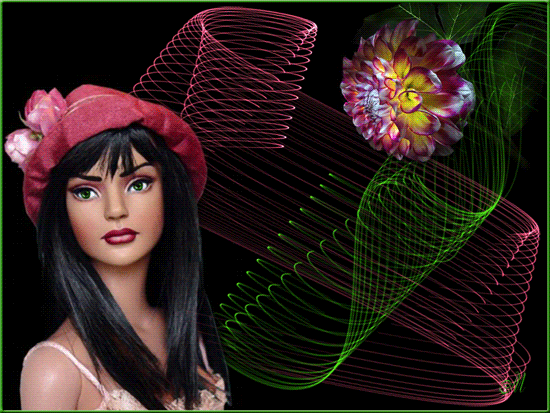 Красивая авторская анимационная картинка девушки Красавица с черными длинными волосами и зелеными глазами от Милочка Иванова