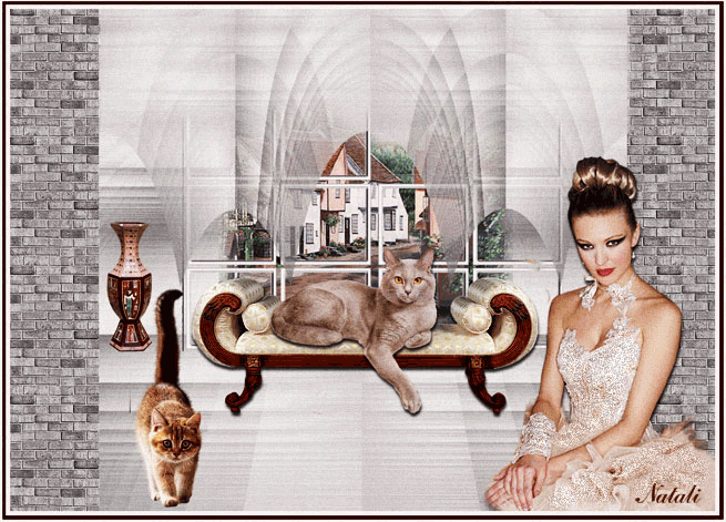 Красивая анимация, анимационная картинка, картинка, открытка, изображение девушки от NATALI Девушка в белом платье, кошки
