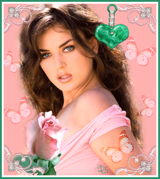  Красивая авторская анимационная картинка девушки Красавица на розовом фоне, роза от Зоя Березка